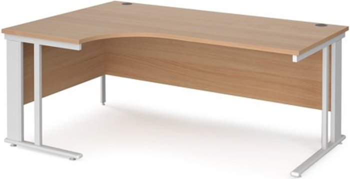 Office Monster | Maestro 25 Office Desk | Left Hand Corner Desk 1800mm | Beech Top With White Frame | 1200mm Depth | Maestro 25 MCM18ELWHB Maestro 25 Office Desk | Left Hand Corner Desk 1800mm | Beech Top With White Frame | 1200mm Depth | Maestro 25 MCM18ELWHB