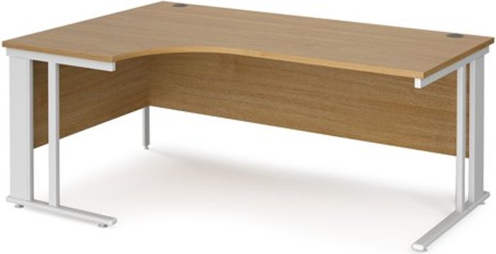 Office Monster | Maestro 25 Office Desk | Left Hand Corner Desk 1800mm | Oak Top With White Frame | 1200mm Depth | Maestro 25 MCM18ELWHO Maestro 25 Office Desk | Left Hand Corner Desk 1800mm | Oak Top With White Frame | 1200mm Depth | Maestro 25 MCM18ELWHO