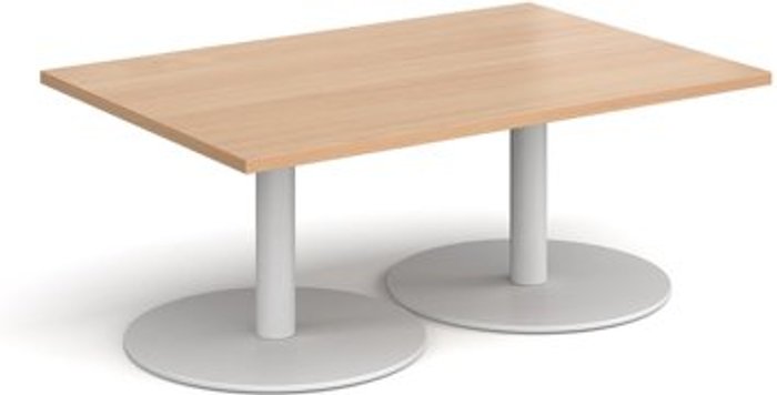 Office Monster | Monza Monza rectangular coffee table with flat round white bases 1200mm x 800mm - beech Monza Monza rectangular coffee table with flat round white bases 1200mm x 800mm - beech