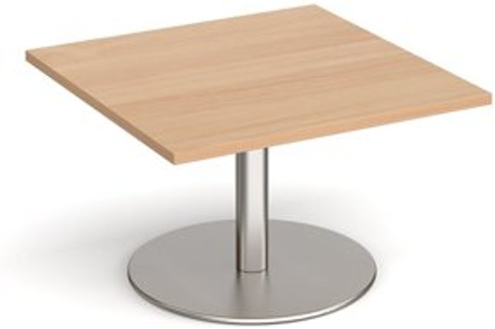 Office Monster | Monza Monza square coffee table with flat round brushed steel base 800mm - beech Monza Monza square coffee table with flat round brushed steel base 800mm - beech