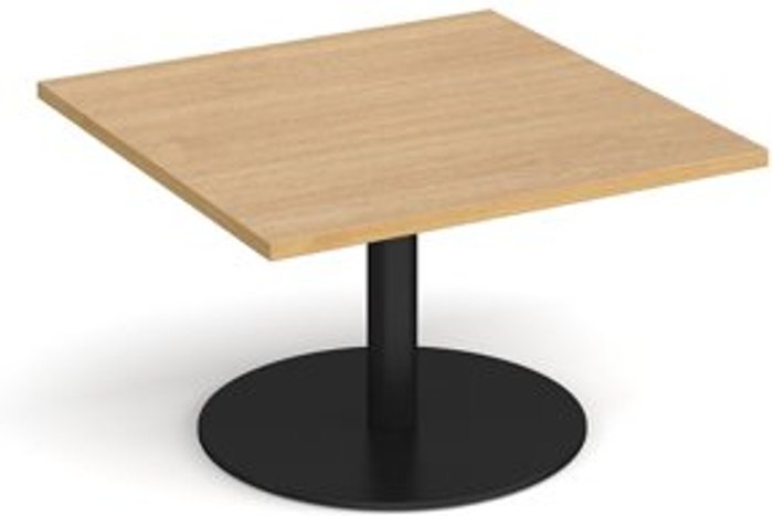Office Monster | Monza Monza square coffee table with flat round black base 800mm - oak Monza Monza square coffee table with flat round black base 800mm - oak