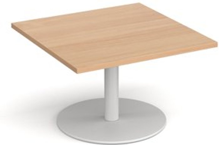 Office Monster | Monza Monza square coffee table with flat round white base 800mm - beech Monza Monza square coffee table with flat round white base 800mm - beech