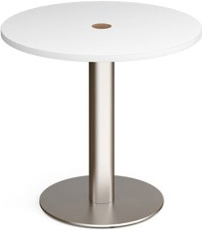 Office Monster | Monza Monza circular dining table 800mm with central circular cutout 80mm - white Monza Monza circular dining table 800mm with central circular cutout 80mm - white