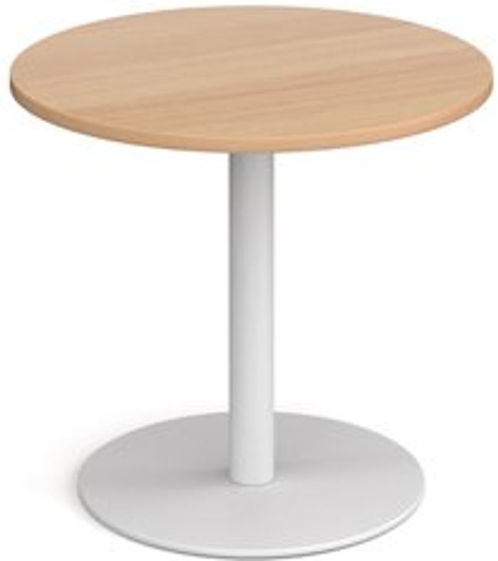 Office Monster | Monza Monza circular dining table with flat round white base 800mm - beech Monza Monza circular dining table with flat round white base 800mm - beech