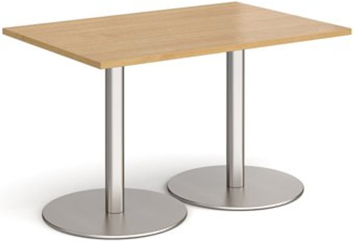 Office Monster | Monza Monza rectangular dining table with flat round brushed steel bases 1200mm x 800mm - oak Monza Monza rectangular dining table with flat round brushed steel bases 1200mm x 800mm - oak