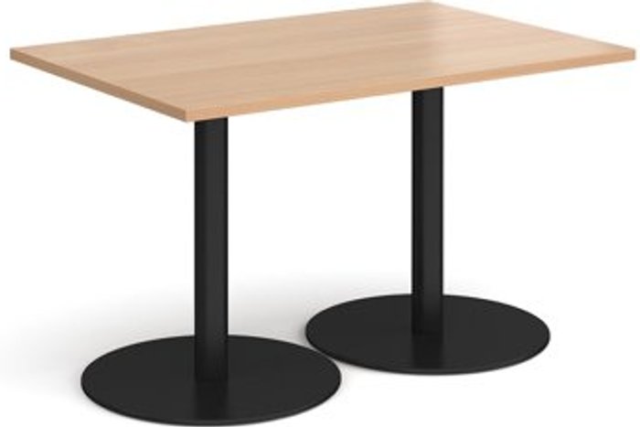 Office Monster | Monza Monza rectangular dining table with flat round black bases 1200mm x 800mm - beech Monza Monza rectangular dining table with flat round black bases 1200mm x 800mm - beech