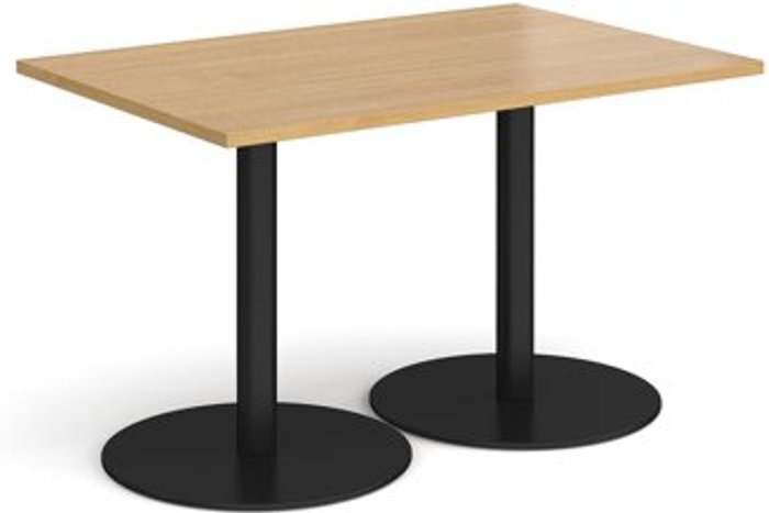 Office Monster | Monza Monza rectangular dining table with flat round black bases 1200mm x 800mm - oak Monza Monza rectangular dining table with flat round black bases 1200mm x 800mm - oak