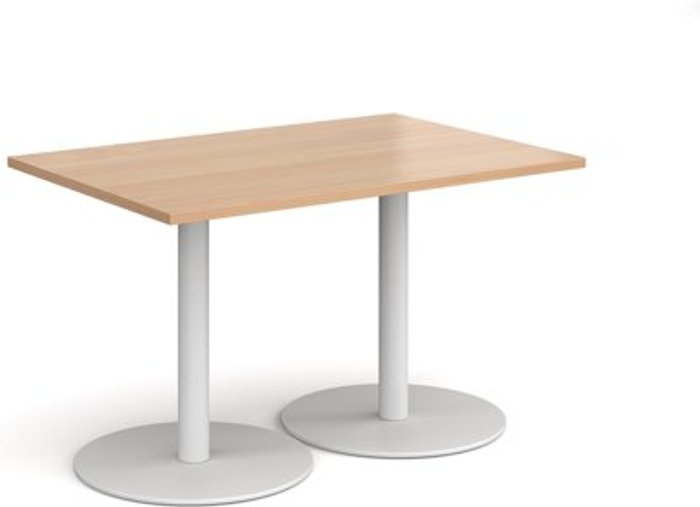 Office Monster | Monza Monza rectangular dining table with flat round white bases 1200mm x 800mm - beech Monza Monza rectangular dining table with flat round white bases 1200mm x 800mm - beech