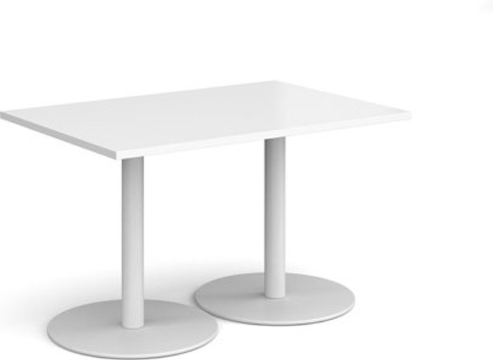 Office Monster | Monza Monza rectangular dining table with flat round white bases 1200mm x 800mm - white Monza Monza rectangular dining table with flat round white bases 1200mm x 800mm - white
