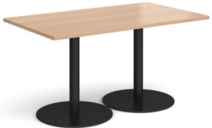 Office Monster | Monza Monza rectangular dining table with flat round black bases 1400mm x 800mm - beech Monza Monza rectangular dining table with flat round black bases 1400mm x 800mm - beech