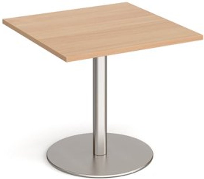 Office Monster | Monza Monza square dining table with flat round brushed steel base 800mm - beech Monza Monza square dining table with flat round brushed steel base 800mm - beech
