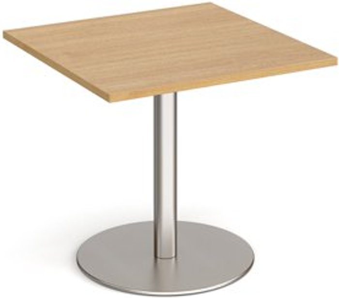 Office Monster | Monza Monza square dining table with flat round brushed steel base 800mm - oak Monza Monza square dining table with flat round brushed steel base 800mm - oak