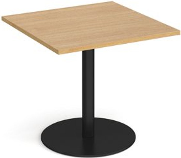 Office Monster | Monza Monza square dining table with flat round black base 800mm - oak Monza Monza square dining table with flat round black base 800mm - oak