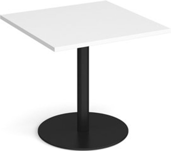 Office Monster | Monza Monza square dining table with flat round black base 800mm - white Monza Monza square dining table with flat round black base 800mm - white