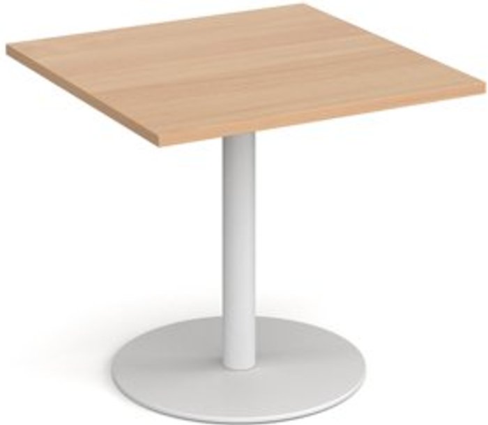 Office Monster | Monza Monza square dining table with flat round white base 800mm - beech Monza Monza square dining table with flat round white base 800mm - beech