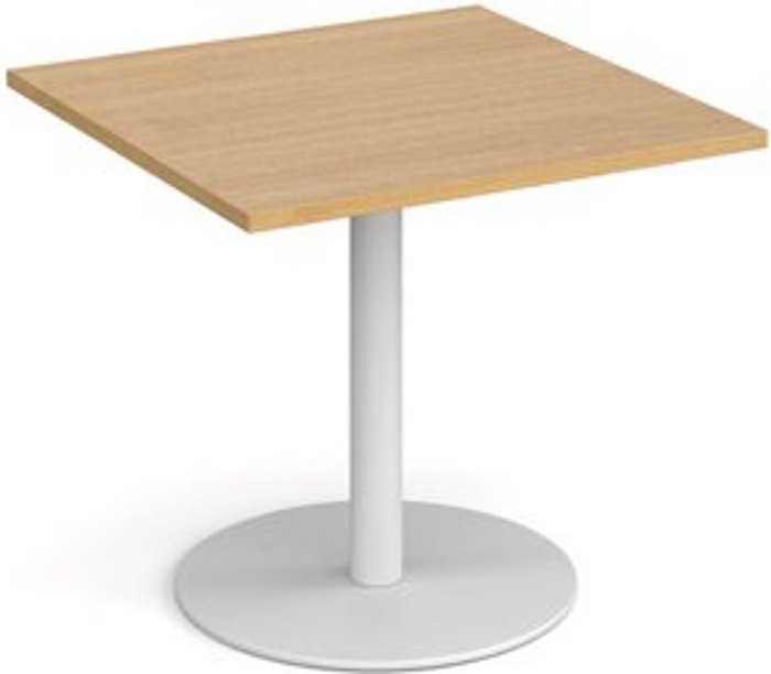Office Monster | Monza Monza square dining table with flat round white base 800mm - oak Monza Monza square dining table with flat round white base 800mm - oak
