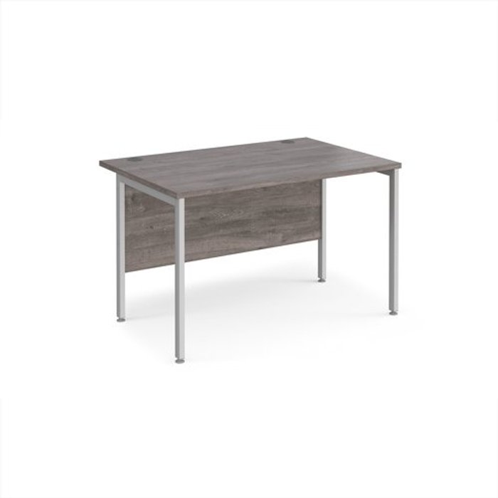 Office Monster | Maestro 25 Maestro 25 straight desk 1200mm x 800mm - silver H-frame leg, grey oak top Maestro 25 Maestro 25 straight desk 1200mm x 800mm - silver H-frame leg, grey oak top