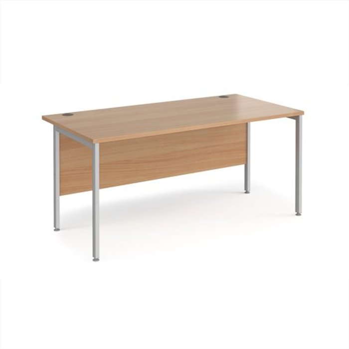 Office Monster | Maestro 25 Maestro 25 straight desk 1600mm x 800mm - silver H-frame leg, beech top Maestro 25 Maestro 25 straight desk 1600mm x 800mm - silver H-frame leg, beech top