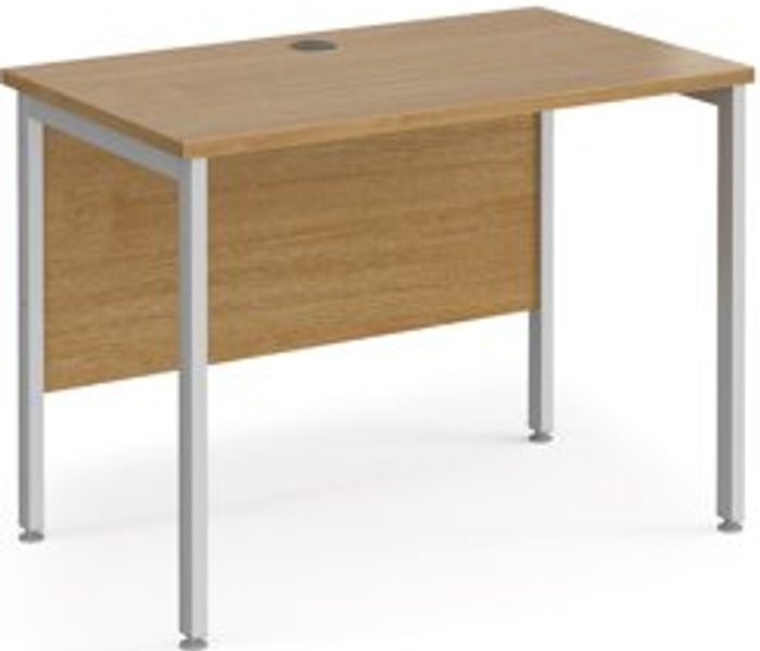 Office Monster | Maestro 25 Office Desk | 1000mm Rectangular Desk With H-Frame Leg | Oak Tops With Silver Frames | 600mm Depth | Maestro 25 Maestro 25 Office Desk | 1000mm Rectangular Desk With H-Frame Leg | Oak Tops With Silver Frames | 600mm Depth | Maestro 25