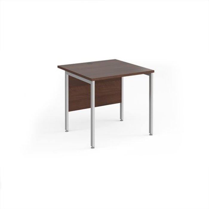 Office Monster | Maestro 25 Office Desk | 800mm Rectangular Desk With H-Frame Leg | Walnut Tops With Silver Frames | 800mm Depth | Maestro 25 Maestro 25 Office Desk | 800mm Rectangular Desk With H-Frame Leg | Walnut Tops With Silver Frames | 800mm Depth | Maestro 25