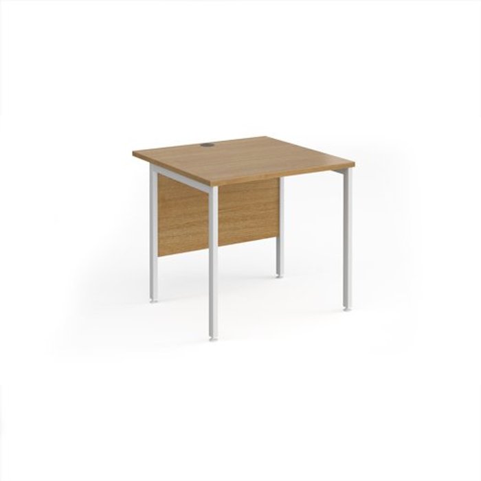 Office Monster | Maestro 25 Office Desk | 800mm Rectangular Desk With H-Frame Leg | Oak Tops With White Frames | 800mm Depth | Maestro 25 Maestro 25 Office Desk | 800mm Rectangular Desk With H-Frame Leg | Oak Tops With White Frames | 800mm Depth | Maestro 25