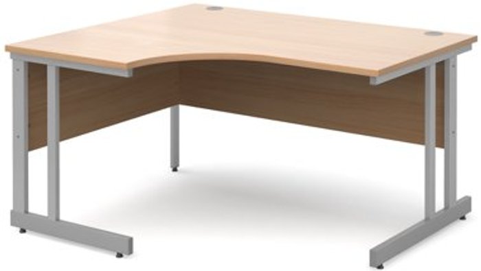 Office Monster | Momento Office Desk | Left Hand Corner Desk 1400mm | Beech Top With Silver Frame | 1200mm Depth | Momento Momento Office Desk | Left Hand Corner Desk 1400mm | Beech Top With Silver Frame | 1200mm Depth | Momento