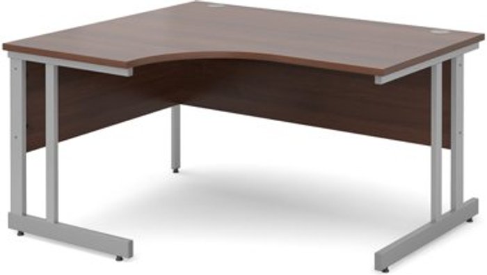 Office Monster | Momento Office Desk | Left Hand Corner Desk 1400mm | Walnut Top With Silver Frame | 1200mm Depth | Momento Momento Office Desk | Left Hand Corner Desk 1400mm | Walnut Top With Silver Frame | 1200mm Depth | Momento