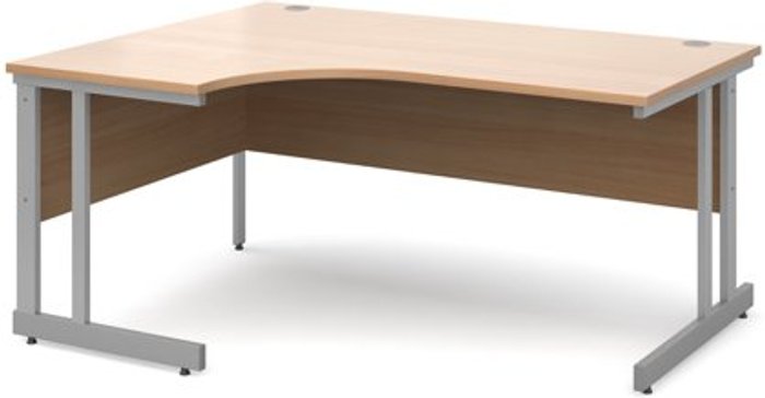 Office Monster | Momento Office Desk | Left Hand Corner Desk 1600mm | Beech Top With Silver Frame | 1200mm Depth | Momento Momento Office Desk | Left Hand Corner Desk 1600mm | Beech Top With Silver Frame | 1200mm Depth | Momento