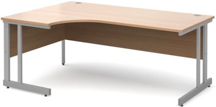 Office Monster | Momento Office Desk | Left Hand Corner Desk 1800mm | Beech Top With Silver Frame | 1200mm Depth | Momento Momento Office Desk | Left Hand Corner Desk 1800mm | Beech Top With Silver Frame | 1200mm Depth | Momento