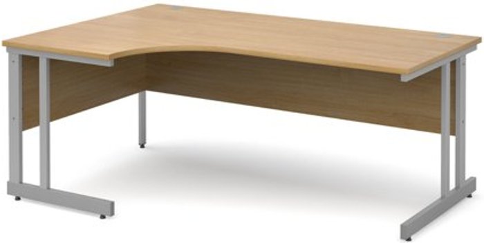 Office Monster | Momento Office Desk | Left Hand Corner Desk 1800mm | Oak Top With Silver Frame | 1200mm Depth | Momento Momento Office Desk | Left Hand Corner Desk 1800mm | Oak Top With Silver Frame | 1200mm Depth | Momento