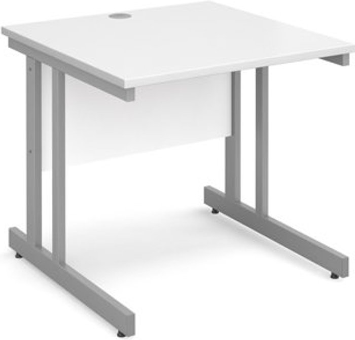 Office Monster | Momento Office Desk | Rectangular Desk 800mm | White Tops With Silver Frames | 800mm Depth | Momento Momento Office Desk | Rectangular Desk 800mm | White Tops With Silver Frames | 800mm Depth | Momento