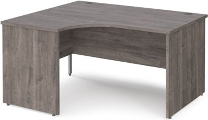 Office Monster | Maestro 25 Maestro 25 left hand ergonomic desk 1400mm wide - grey oak top with panel end leg Maestro 25 Maestro 25 left hand ergonomic desk 1400mm wide - grey oak top with panel end leg