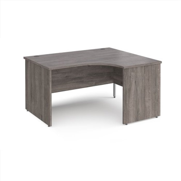 Office Monster | Maestro 25 Maestro 25 right hand ergonomic desk 1400mm wide - grey oak top with panel end leg Maestro 25 Maestro 25 right hand ergonomic desk 1400mm wide - grey oak top with panel end leg