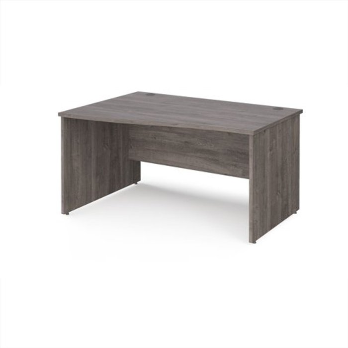 Office Monster | Maestro 25 Maestro 25 left hand wave desk 1400mm wide - grey oak top with panel end leg Maestro 25 Maestro 25 left hand wave desk 1400mm wide - grey oak top with panel end leg