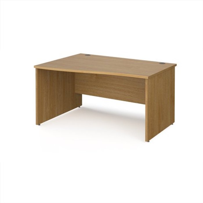 Office Monster | Maestro 25 Office Desk | Left Hand Wave Desk 1400mm | Oak Top And Panel End Leg | Maestro 25 Maestro 25 Office Desk | Left Hand Wave Desk 1400mm | Oak Top And Panel End Leg | Maestro 25