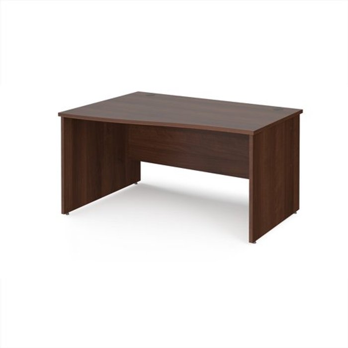 Office Monster | Maestro 25 Office Desk | Left Hand Wave Desk 1400mm | Walnut Top And Panel End Leg | Maestro 25 Maestro 25 Office Desk | Left Hand Wave Desk 1400mm | Walnut Top And Panel End Leg | Maestro 25