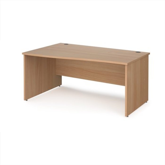 Office Monster | Maestro 25 Office Desk | Left Hand Wave Desk 1600mm | Beech Top And Panel End Leg | Maestro 25 Maestro 25 Office Desk | Left Hand Wave Desk 1600mm | Beech Top And Panel End Leg | Maestro 25