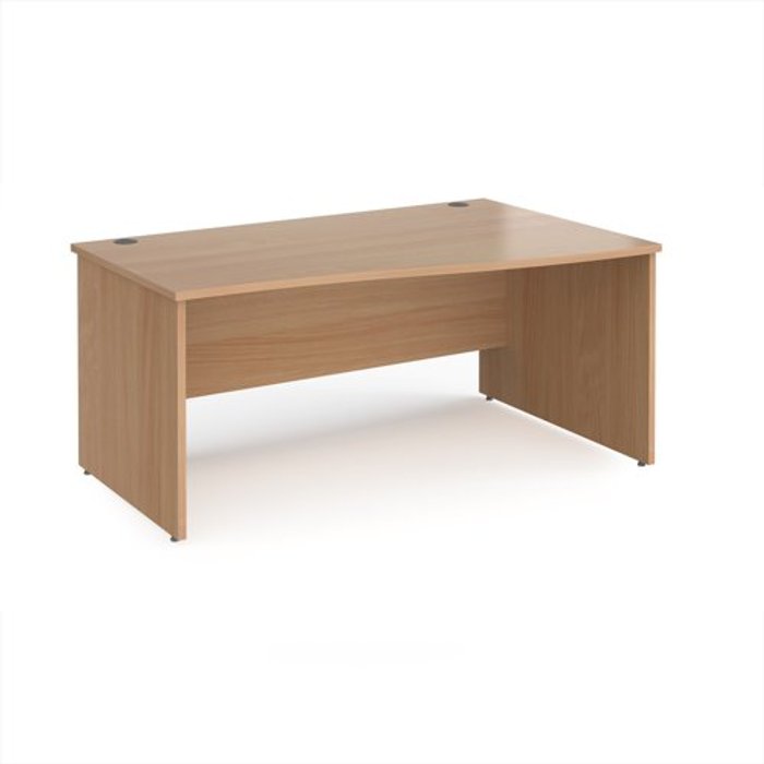 Office Monster | Maestro 25 Office Desk | Right Hand Wave Desk 1600mm | Beech Top And Panel End Leg | Maestro 25 Maestro 25 Office Desk | Right Hand Wave Desk 1600mm | Beech Top And Panel End Leg | Maestro 25