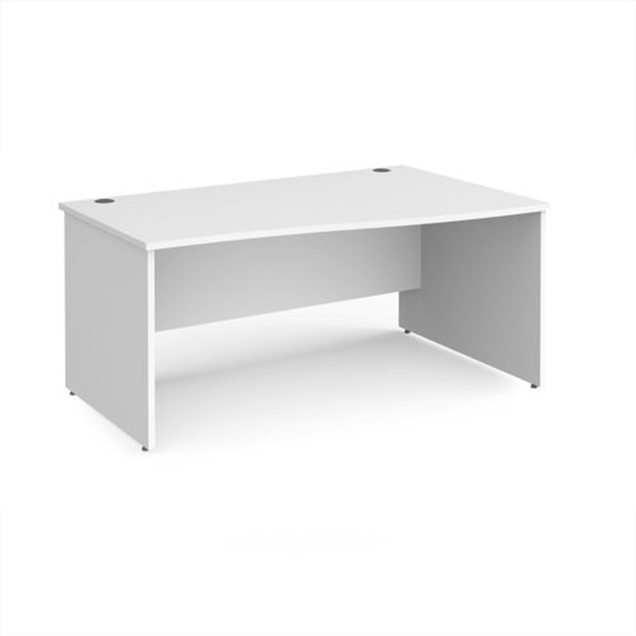Office Monster | Maestro 25 Office Desk | Right Hand Wave Desk 1600mm | White Top And Panel End Leg | Maestro 25 Maestro 25 Office Desk | Right Hand Wave Desk 1600mm | White Top And Panel End Leg | Maestro 25