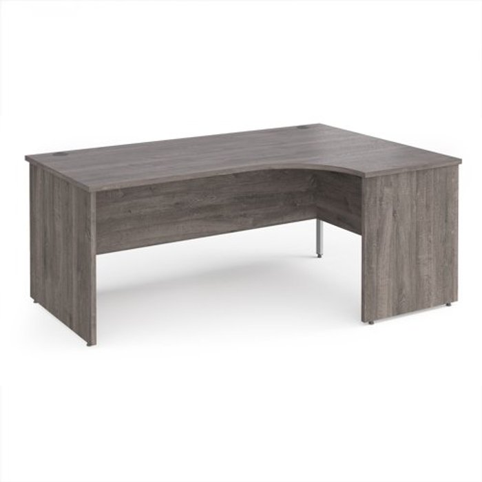 Office Monster | Maestro 25 Maestro 25 right hand ergonomic desk 1800mm wide - grey oak top with panel end leg Maestro 25 Maestro 25 right hand ergonomic desk 1800mm wide - grey oak top with panel end leg