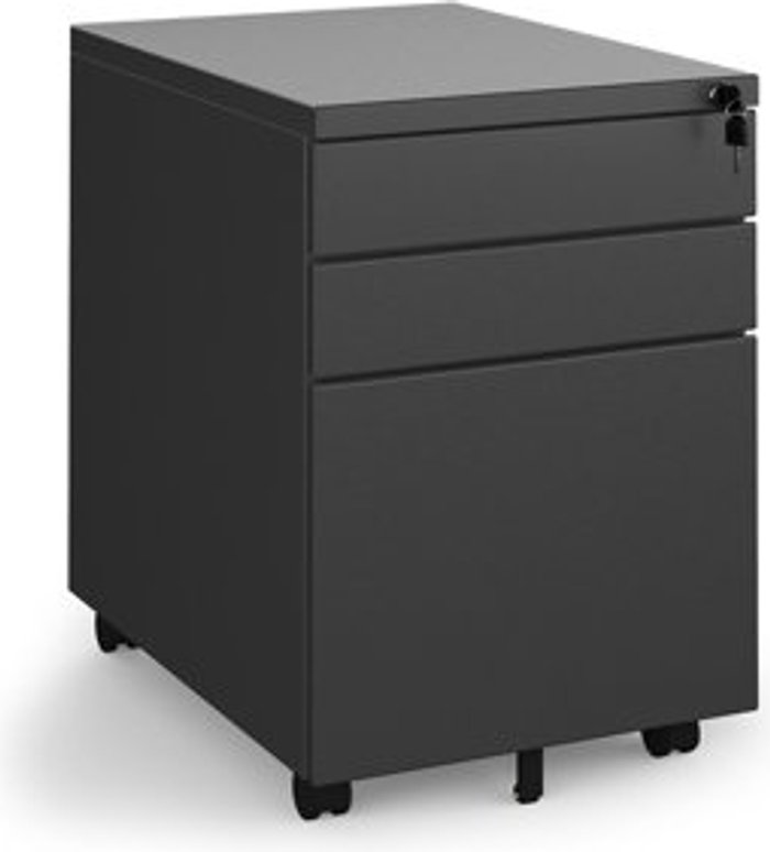Office Monster | Dams Steel 3 drawer wide mobile pedestal - black Dams Steel 3 drawer wide mobile pedestal - black