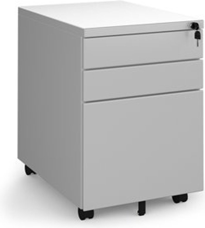 Office Monster | Dams Steel 3 drawer wide mobile pedestal - silver Dams Steel 3 drawer wide mobile pedestal - silver