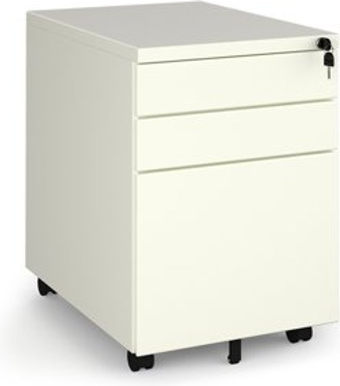 Office Monster | Dams Steel 3 drawer wide mobile pedestal - white Dams Steel 3 drawer wide mobile pedestal - white