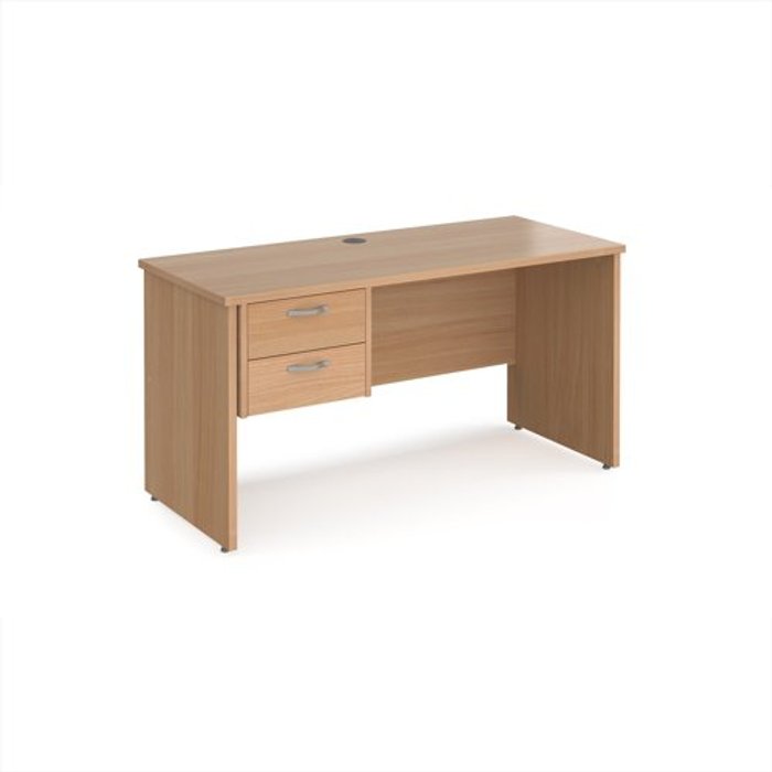 Office Monster | Maestro 25 Office Desk | Rectangular Desk 1400mm With Pedestal | Beech Top And Panel End Leg | 600mm Depth | Maestro 25 Maestro 25 Office Desk | Rectangular Desk 1400mm With Pedestal | Beech Top And Panel End Leg | 600mm Depth | Maestro 25