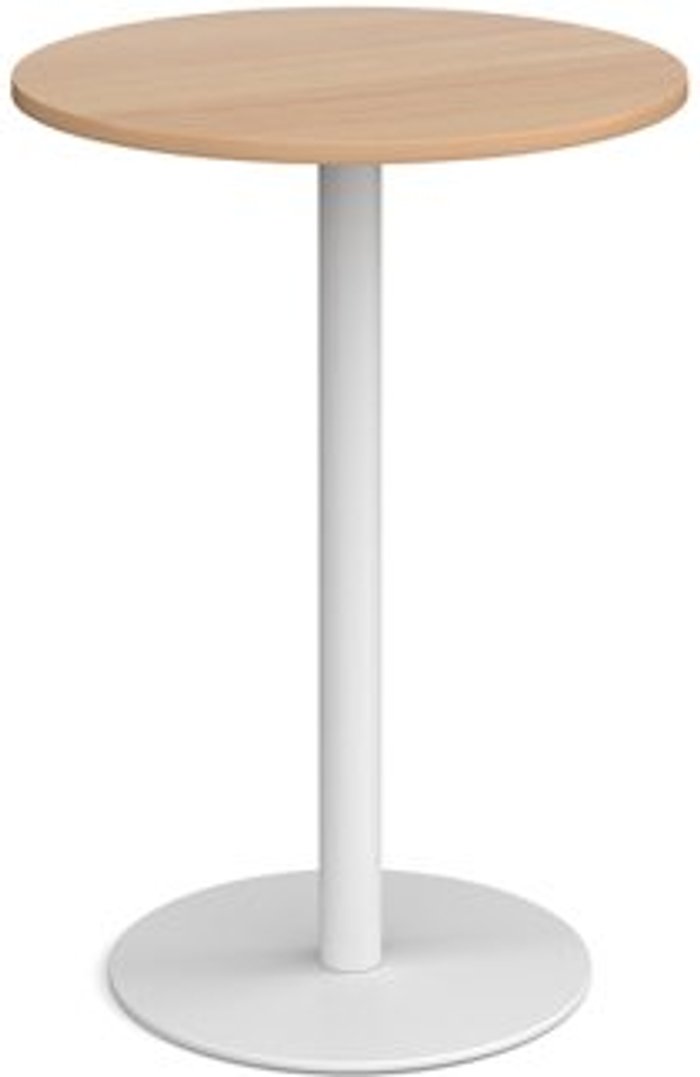 Office Monster | Monza Monza circular poseur table with flat round white base 800mm - beech Monza Monza circular poseur table with flat round white base 800mm - beech