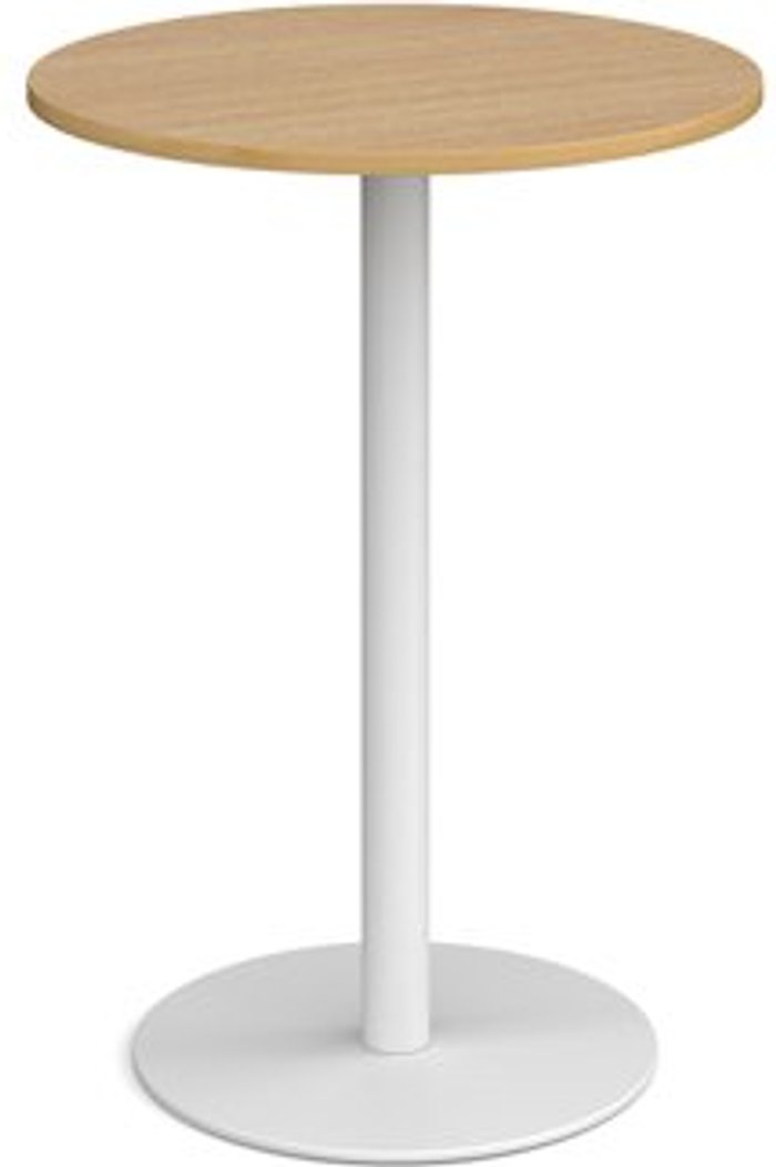 Office Monster | Monza Monza circular poseur table with flat round white base 800mm - oak Monza Monza circular poseur table with flat round white base 800mm - oak