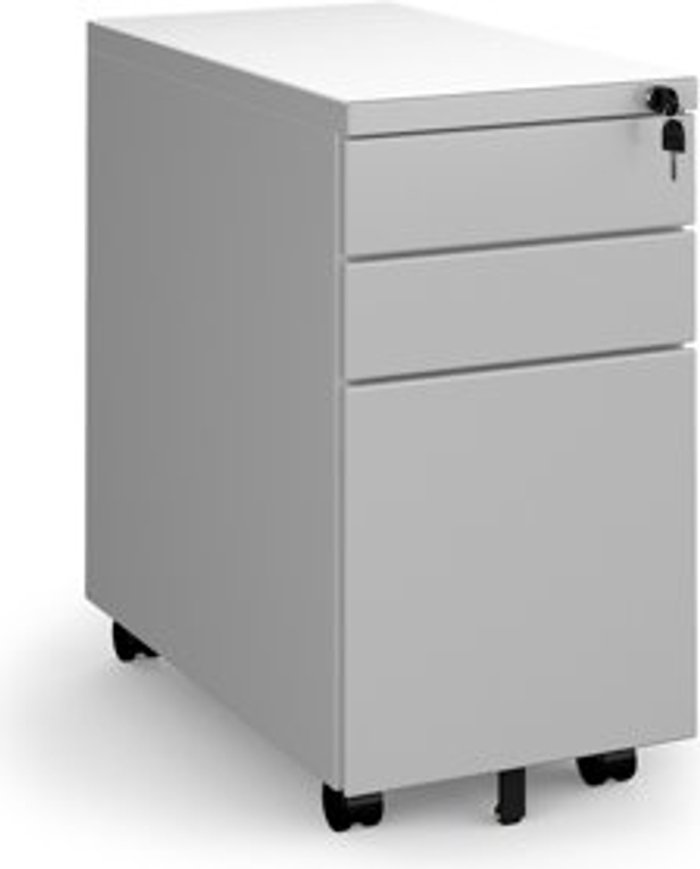 Office Monster | Dams Steel 3 drawer narrow mobile pedestal - silver Dams Steel 3 drawer narrow mobile pedestal - silver