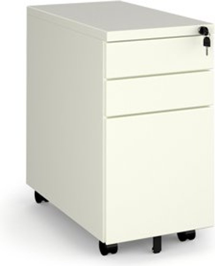 Office Monster | Dams Steel 3 drawer narrow mobile pedestal - white Dams Steel 3 drawer narrow mobile pedestal - white