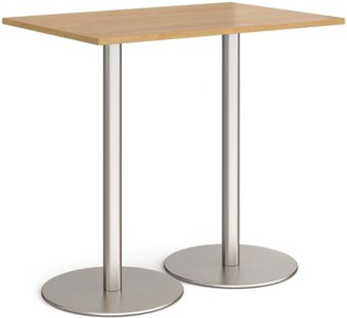 Office Monster | Monza Monza rectangular poseur table with flat round brushed steel bases 1200mm x 800mm - oak Monza Monza rectangular poseur table with flat round brushed steel bases 1200mm x 800mm - oak