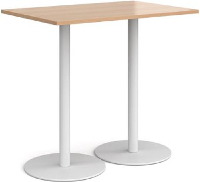 Office Monster | Monza Monza rectangular poseur table with flat round white bases 1200mm x 800mm - beech Monza Monza rectangular poseur table with flat round white bases 1200mm x 800mm - beech